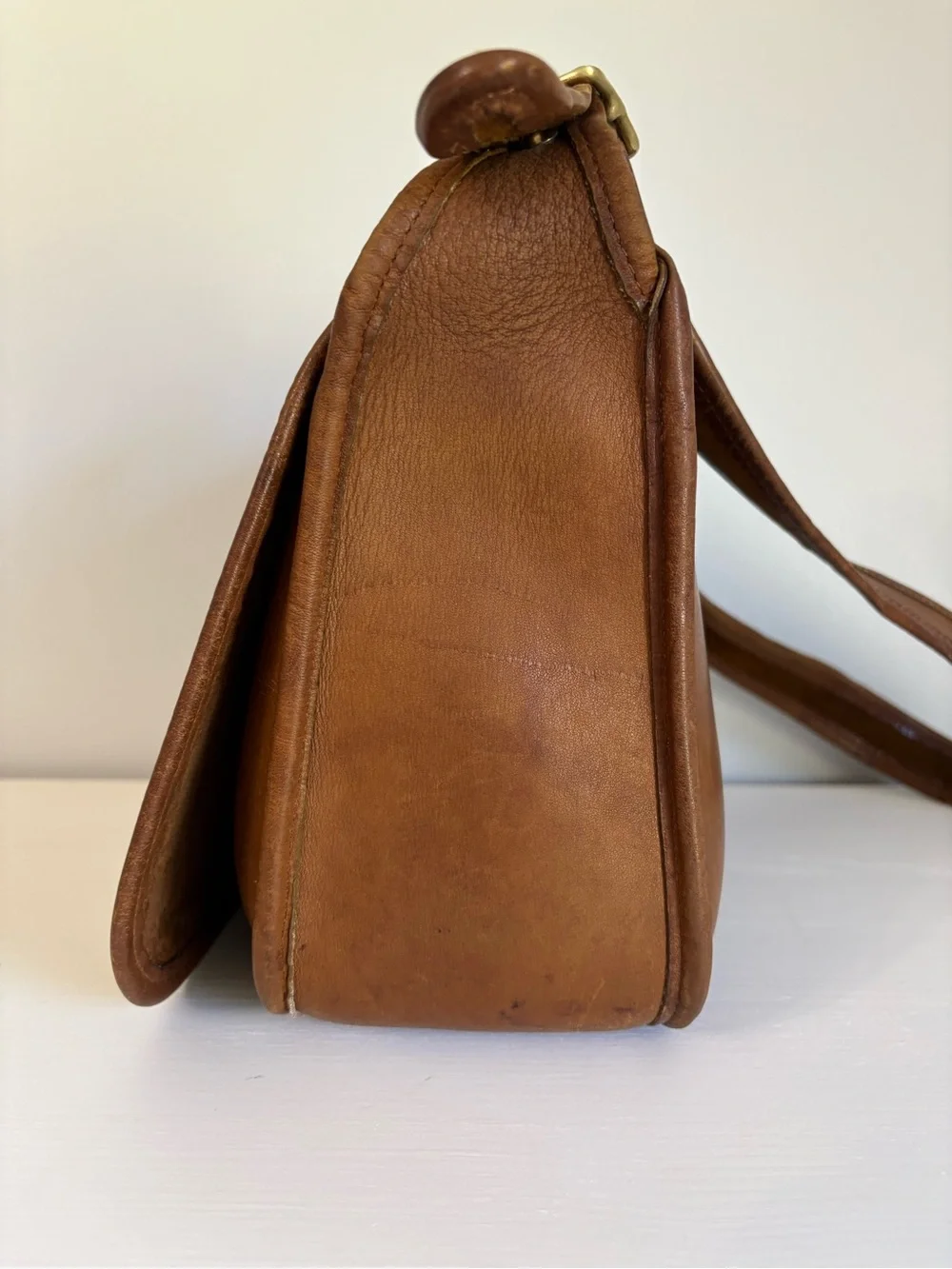 RARE NYC MADE Vintage Coach Companion Flap Bag | British Tan Leather #9919 - Picture 14 of 16